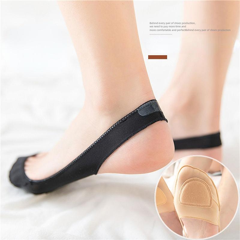 3 perechi de șosete ultra-subțiri, invizibile, pentru bărci, femei, de vară, din silicon, anti-alunecare, pentru pantofi cu tocuri înalte, mătase de gheață, suspensie cu jumătate de palmă