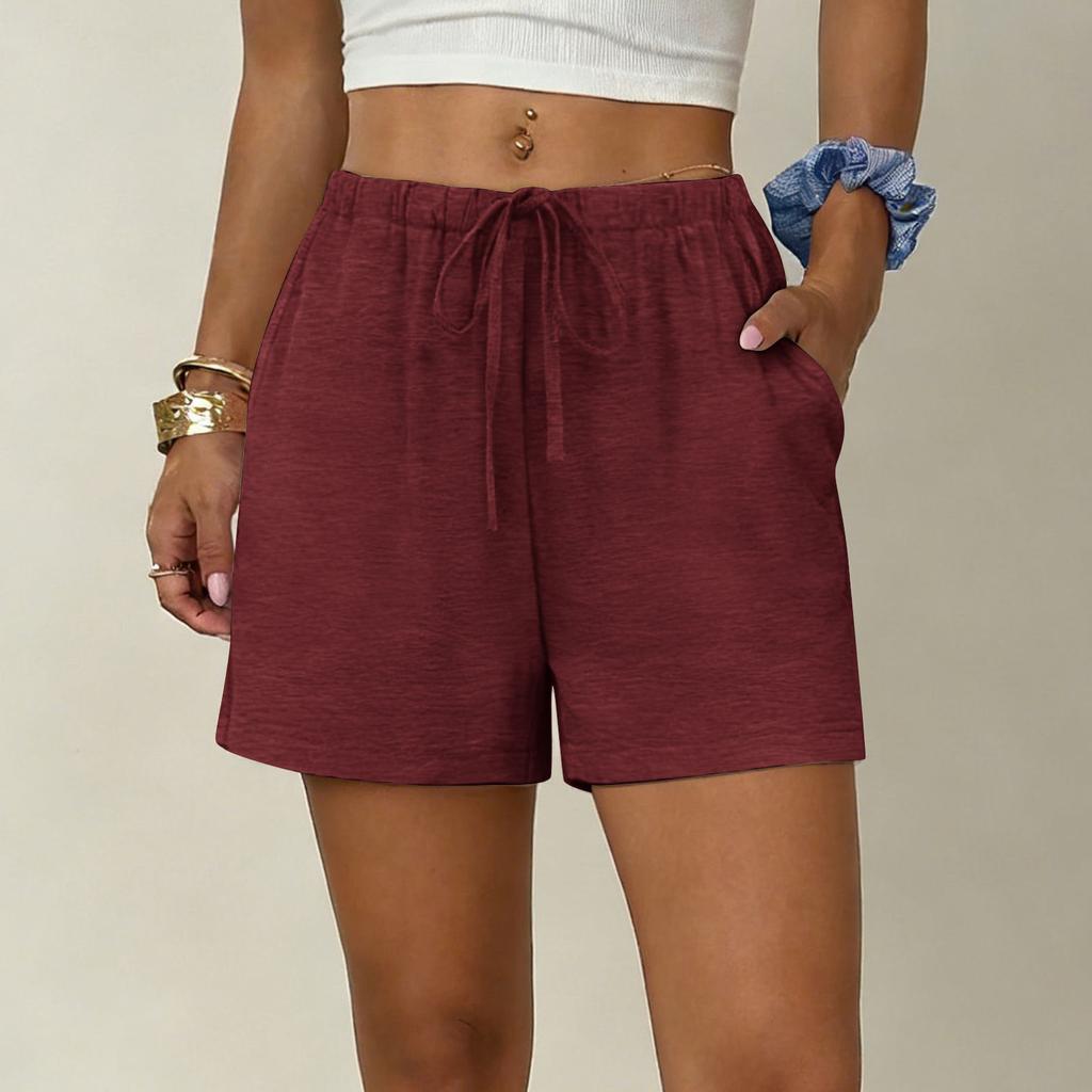 Women's Soft Cotton Linen Shorts Pockets Soft Button Closure No Zipper Slim Fit Shorts