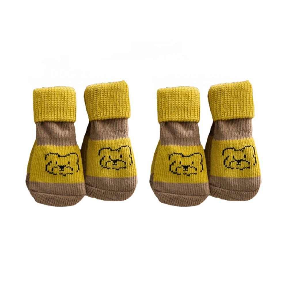 4pcs/set Soft Puppy Warm Socks Elastic Pet Foot Cover Practical Dog Paw Protectors  for Puppy Cats L-Style B