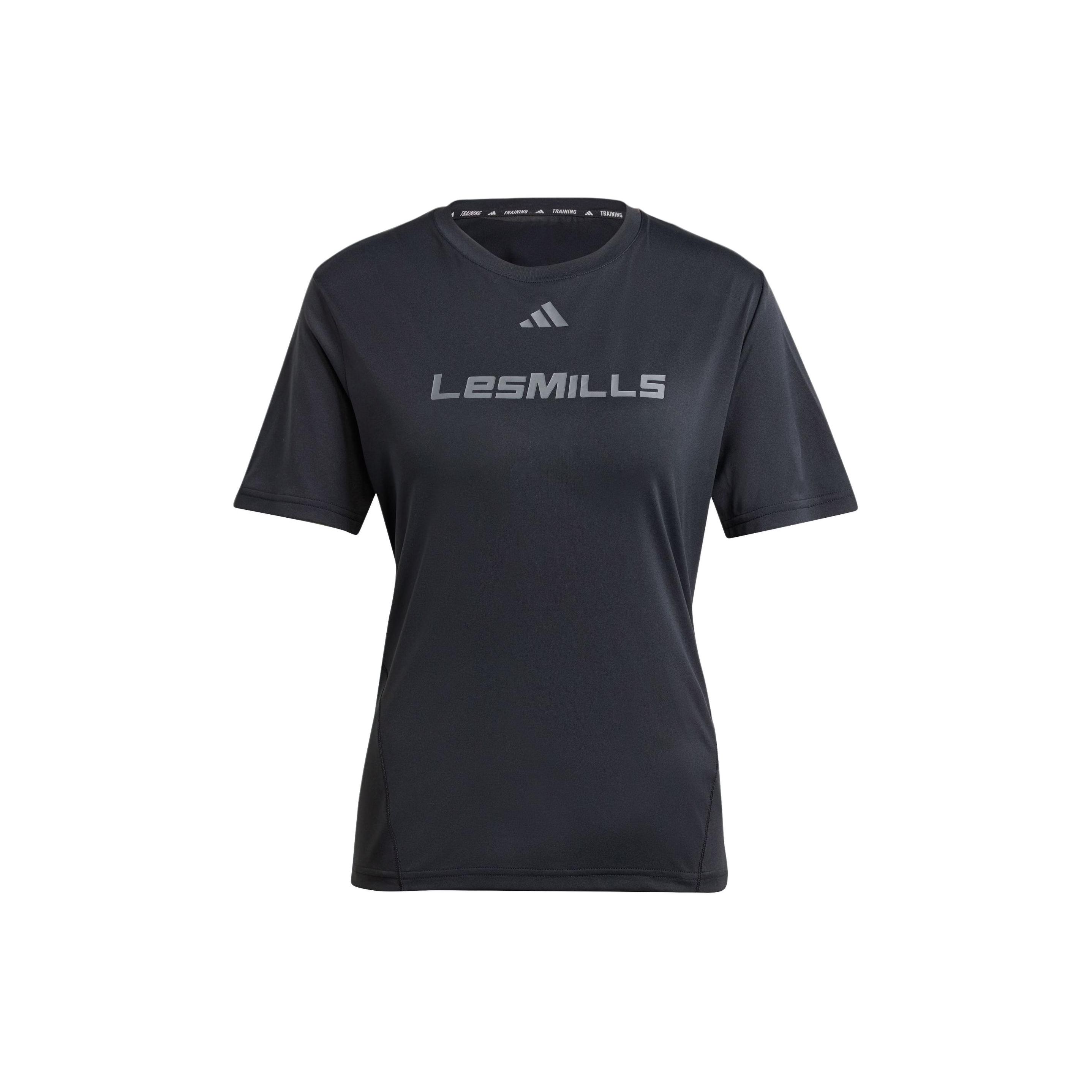 adidas Performance Women s Black LES MILLS Graphic AEROREADY Crew Neck T-Shirt IX7983 S