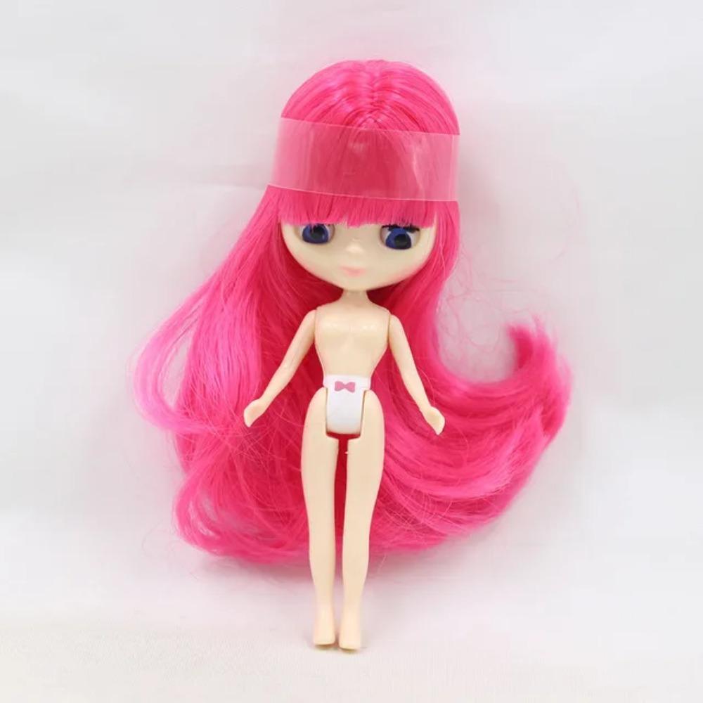 Mini Blyth with bangs nude doll 10CM different hair color with random dress cloes eyes normal body DIY fashion toys