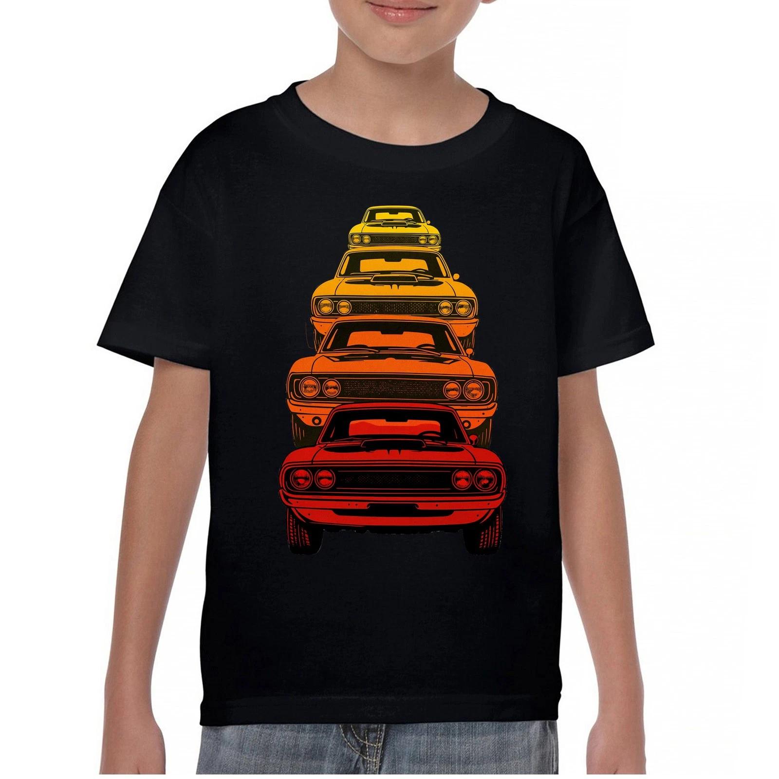American Gradient Muscle Car Youth kids boys T-Shirt 1970 Classic Vintage Power Kids 130