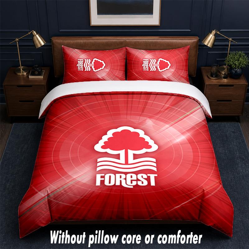 Nottingham Forest Design Bett Bettwäsche-Set 1 Bettbezug + 2 Kissenbezüge Weich Atmungsaktiv Haushalt Bettwäsche