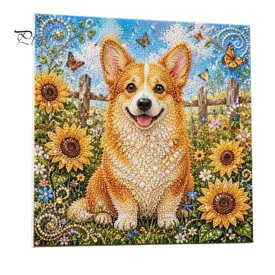 Artistic Home Wall Decoration Animal Faux Pearl Art DIY Kit, Cute Painting Exquisite Sparkling 3D Flowers Crafting Kit for Adults, Decor Desktop