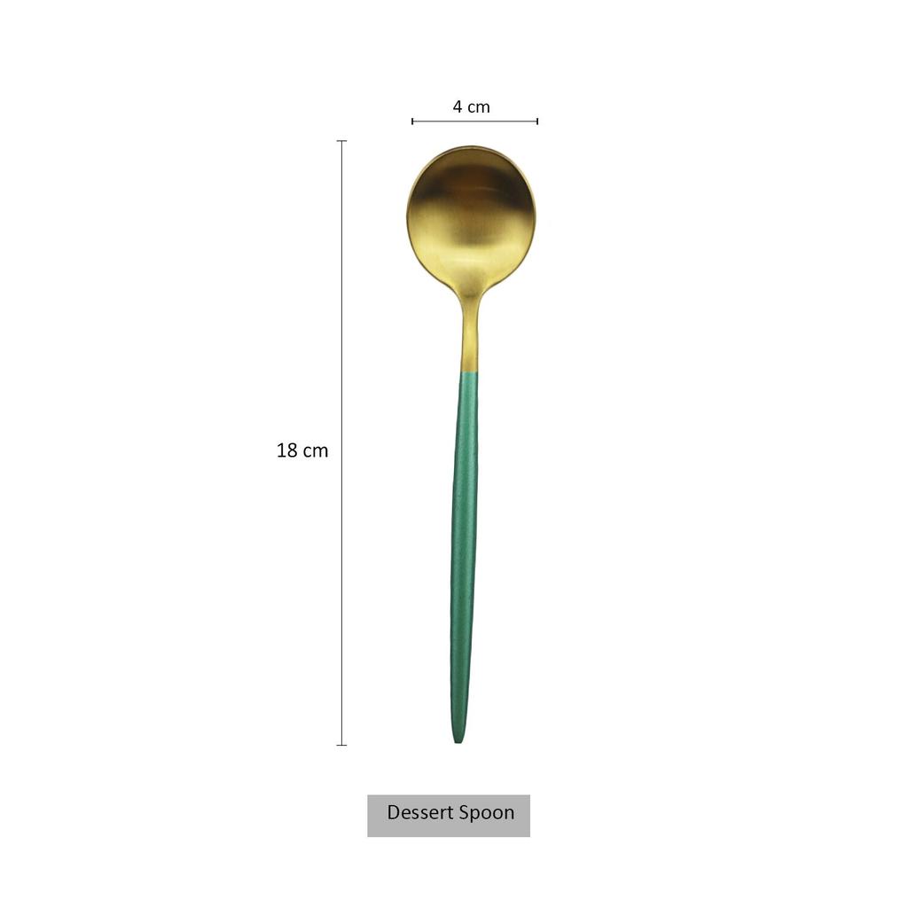 1pcs Green Metal Dinnerware Reusable Gold Flatware 304 Stainless Steel Cutlery Knife Fork Spoon Dessert Tea Kitchen Tableware
