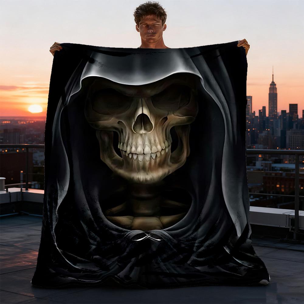 1pc Horror Print Outdoor Flannel Throw Blanket Soft, Cozy, Warm All Season, Machine Washable,
