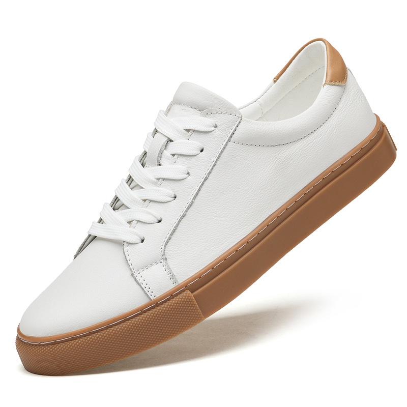 Men s Autumn White Cowhide Casual Low-Top Shoes 36