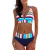 Women's Sexy Lace Striped Printed Bikini Suit