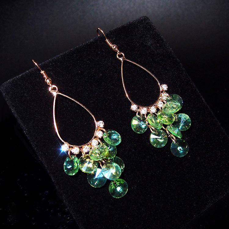 Star Shine Luxury Crystal Earrings Fashion Gala High-end Diamond Earrings Tassel Temperament Earrings