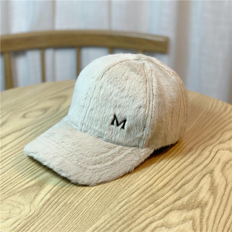 Rabbit Fur Plush Hat for Women In Autumn and Winter Thickened Warm Peaked Cap Korean Style Trendy Street Versatile Winter Baseball Cap