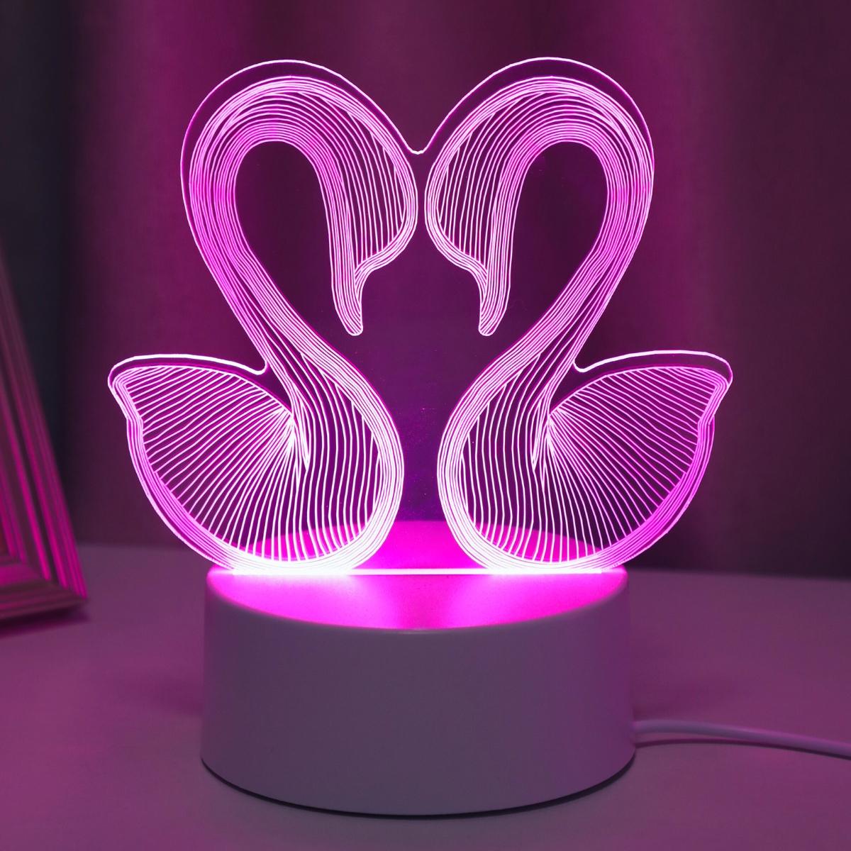 

1PC Swan 3D Night Light, USB Monochrome Pink Desk Lamp, Christmas Gift Light, Home Bedroom Decoration, Atmosphere Light WHITE