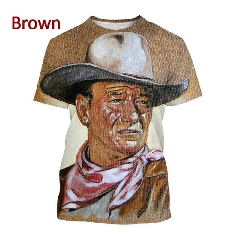 3D Printed John Wayne Graphic T-Shirt Fashion Personality Unisex Hip Hop Street Style Casual Round Neck Short Sleeve T Shirt Top