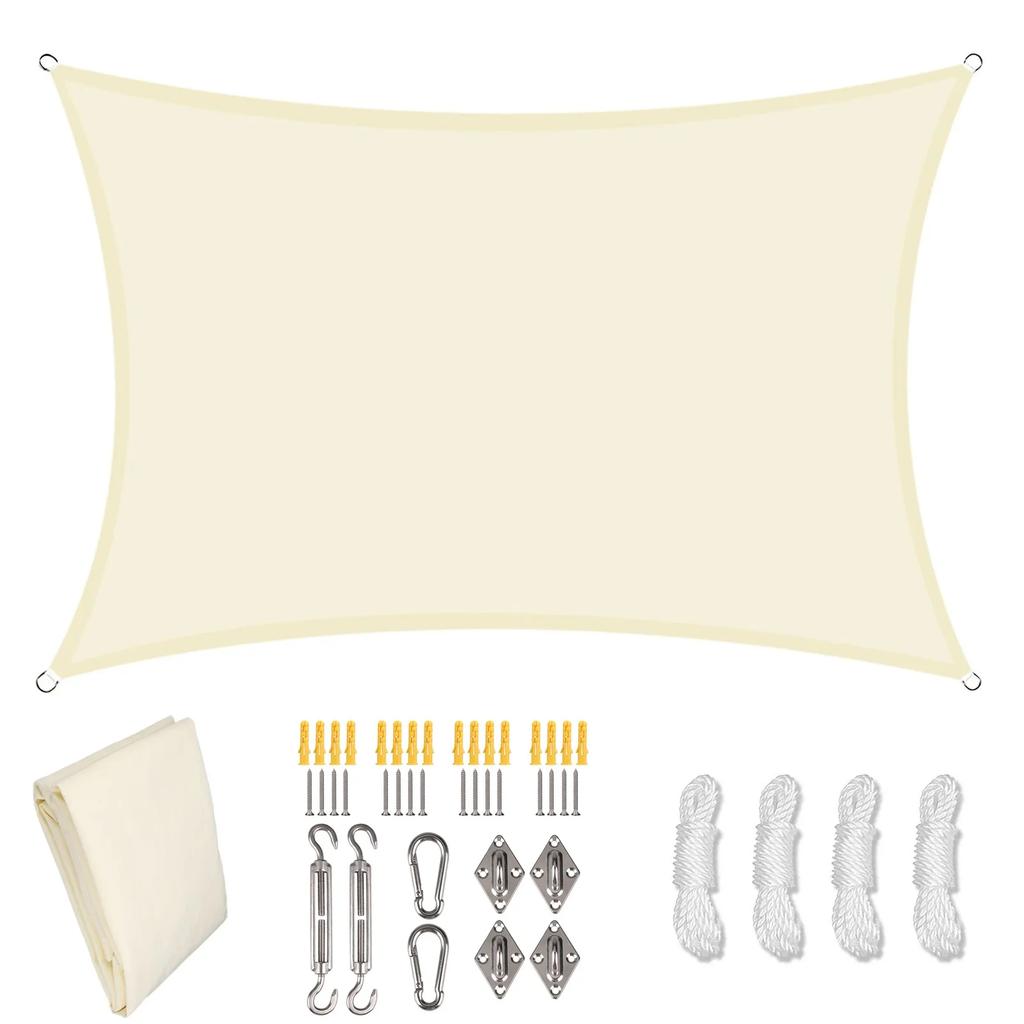 2/3/4/5/6M Waterproof Sun Shade Sail with Hardware Kits Rectangle UV Block Canopy Awning Outdoor Patio Garden Sun Shelter Tents