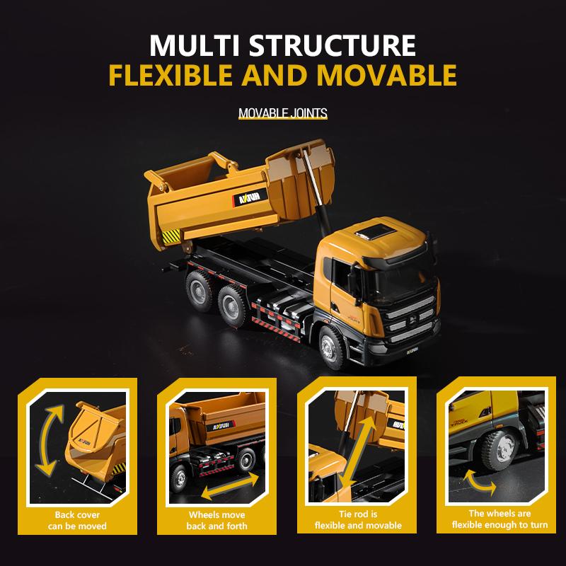 HUINA 1:50 Diecast Car Model Alloy Simulation Vehicle Die-Cast Dump Truck Bulldozer Backhoe Loader Excavator Toys Collectables