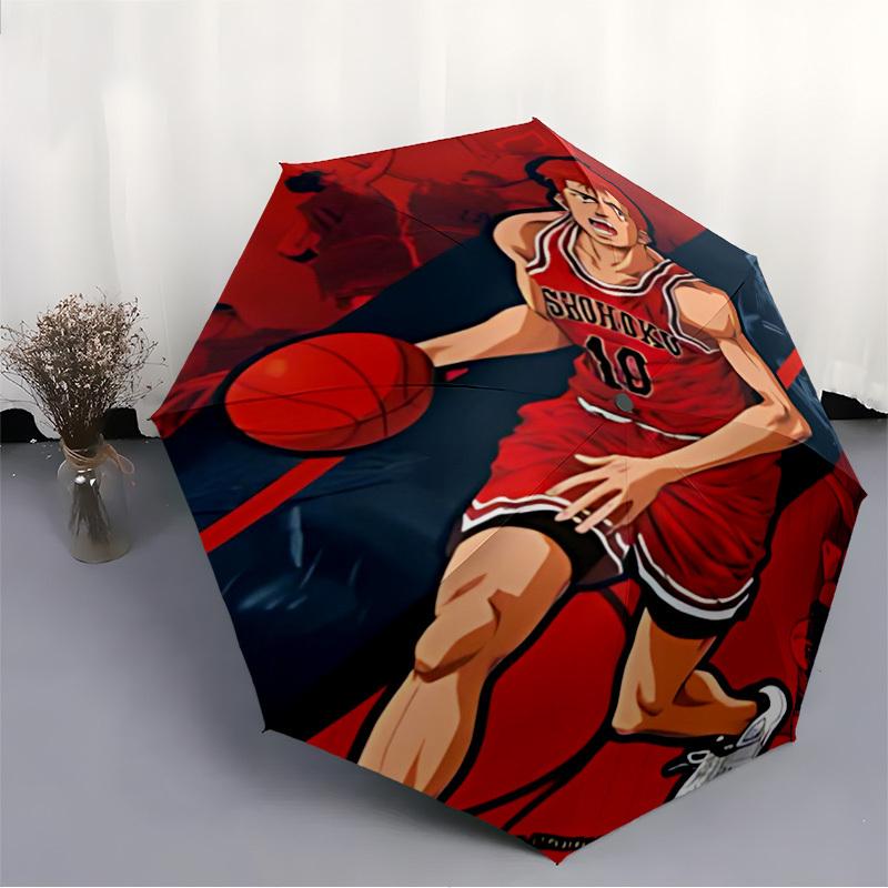 1pc SLAM DUNK Automatic Open/Close Umbrella   Compact Travel Umbrella, 8 Rib Heavy Duty, Perfect for Women & Men    a0923174