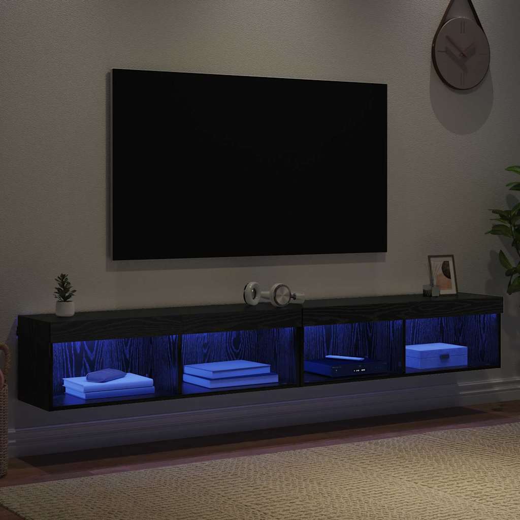 2 Piece TV Cabinet Set Black Oak Effect 100 x 30 x 30 cm