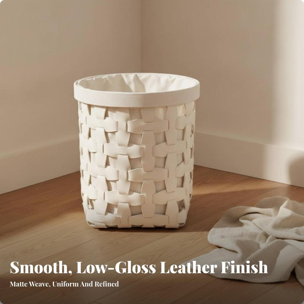 Decorative Woven Laundry Basket Space-Saving with Textile Lining