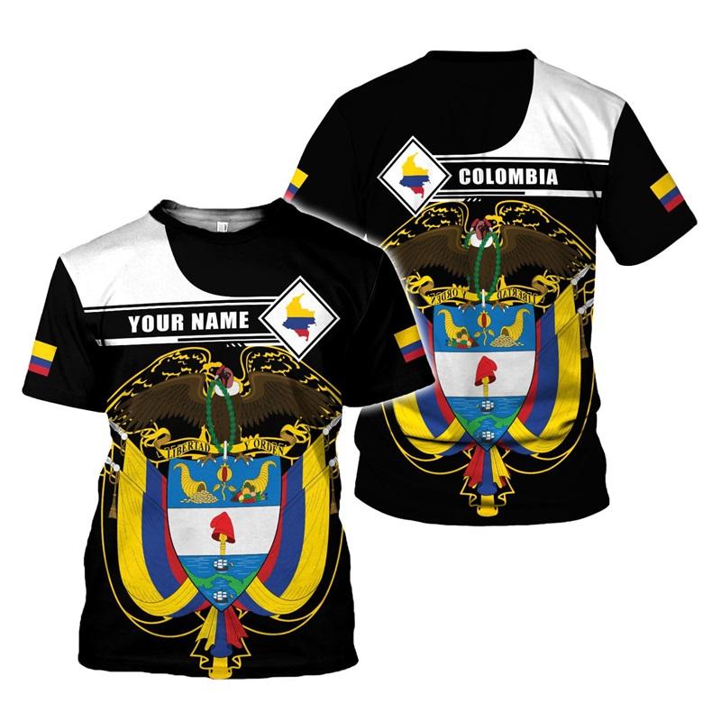 Full Print Colombia Flag Graphic Tshirts For Men New In Casual Crew Neck Short Sleeve T Shirt Streetwear Men's Oversized Tees