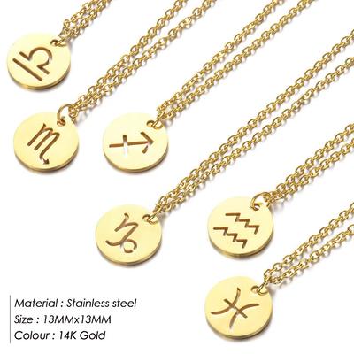 EManco Frauen 12 Horoskop Sternzeichen Gold Farbe Anhänger Halskette Widder Löwe 12 Sternbilder Schmuck Kinder Weihnachtsgeschenke