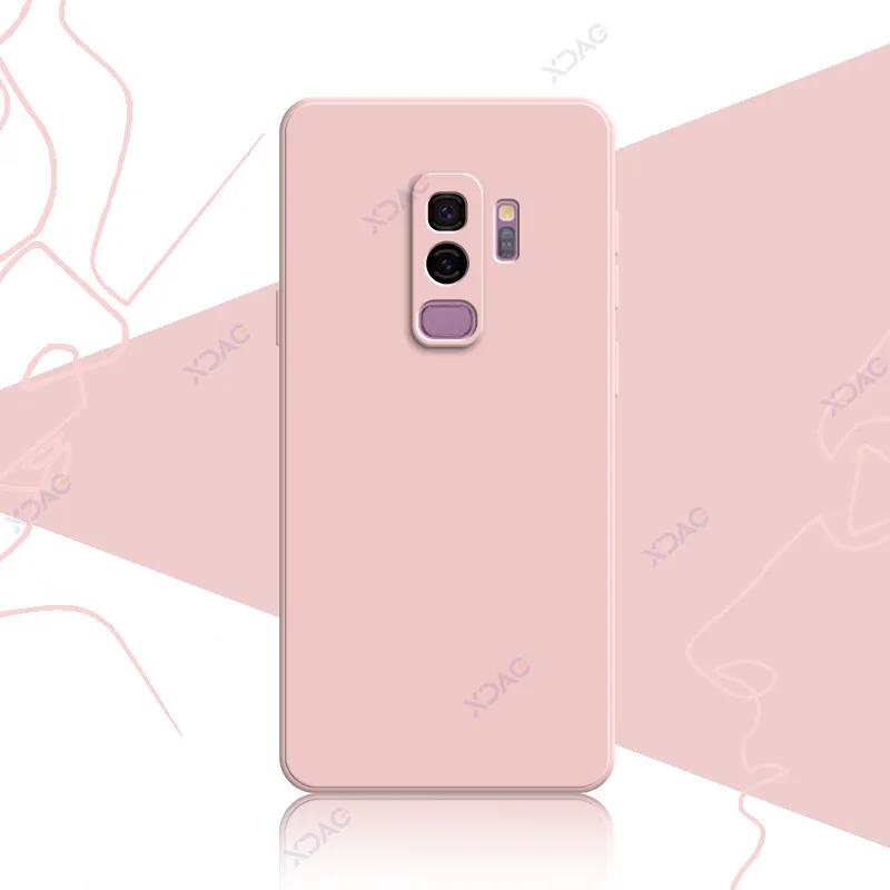 Luxus Quadratische Flüssigsilikon Hülle für Samsung Galaxy S9 Plus SamsungS9Plus 360 Weiche Handyhülle Wasserdicht Coque