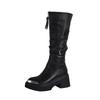 Factory custom two wear pointed metal head high tube fashion boots long boots women's front zipper thick sole heightening knight boots