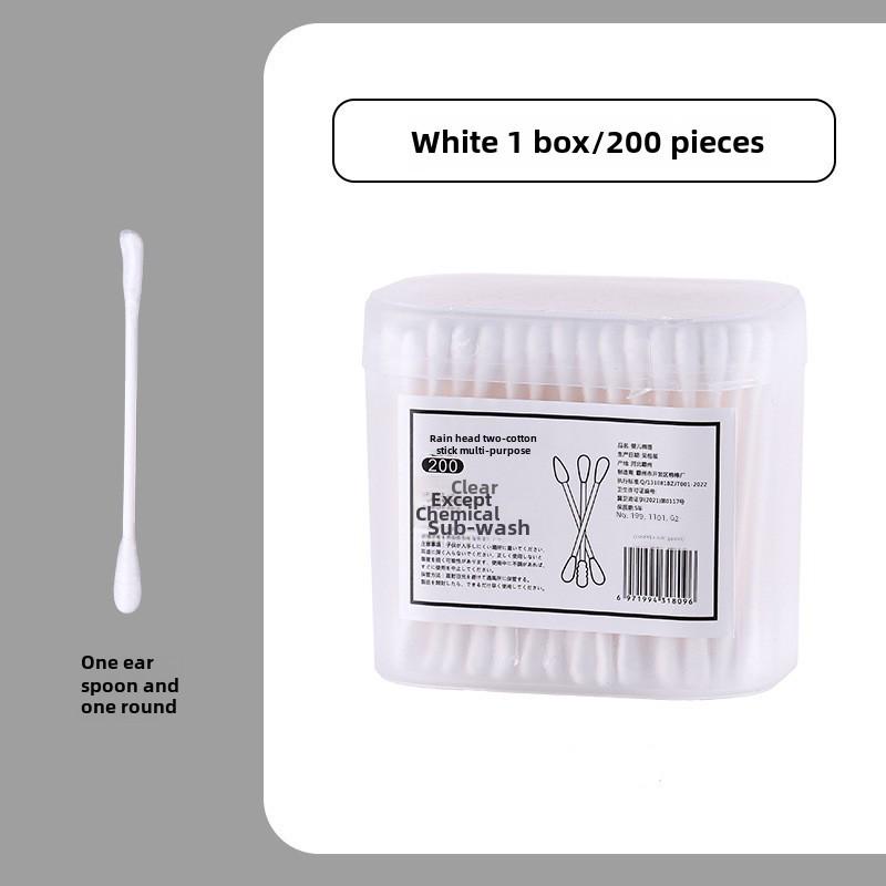 Black Cotton Swab Japanese Ear Pick - Disposable Double-Headed for Blackhead Cleaning