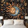 Sun and Moon Wall Tapestry Celestial Boho Decor Floral Night Sky Pattern Astrology Theme Home Decoration Dreamy Cosmic Design