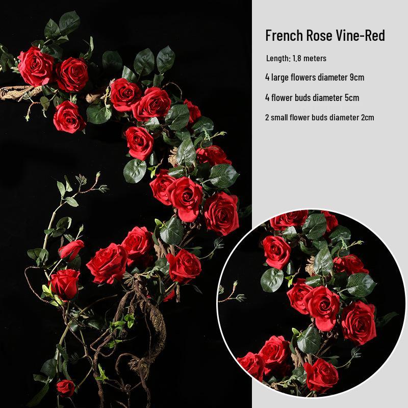 Artificial Rose Vine Wall Decor for Air Conditioner Pipes