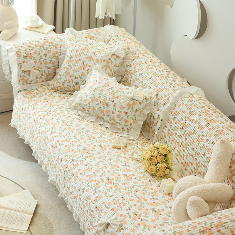 Girly Cotton Sofa Cushion, All-season Universal Non-slip Cushion, New Sofa Cover, Full Cover Cloth