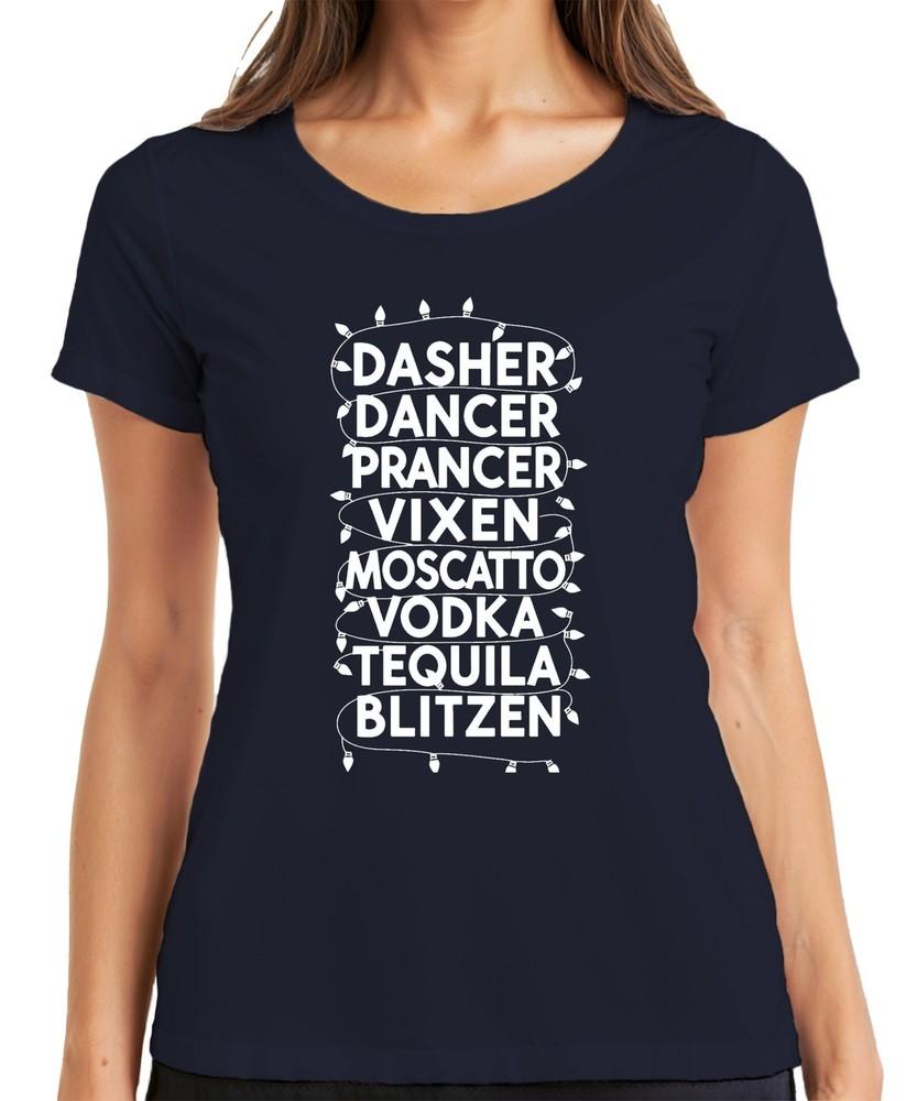 Dasher Dancer Prancer Vixen Moscatto Christmas Gift Funny Ladies Tshirt S