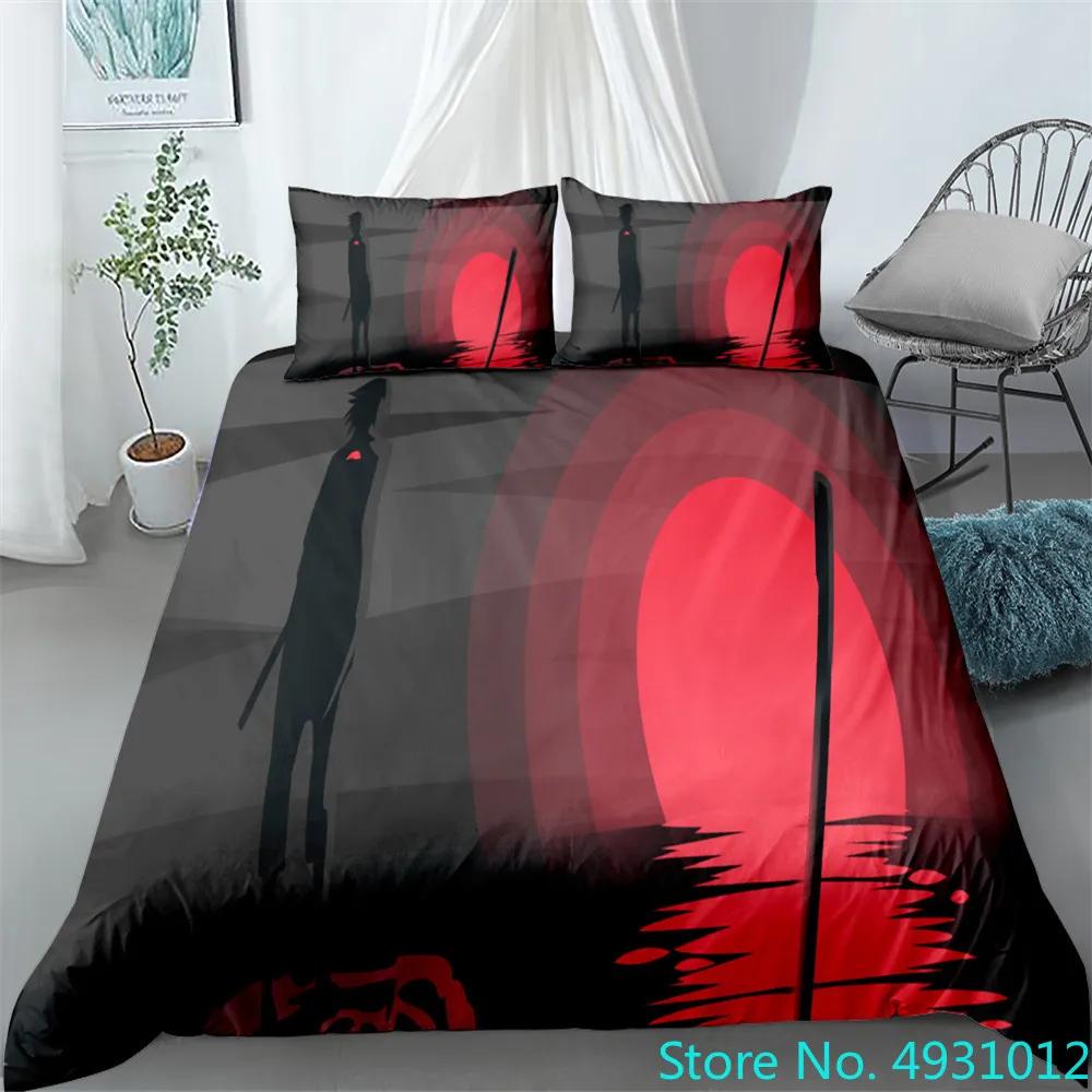 N-Naruto Påslakan Set Anime Kuddfodral Täckeöverdrag Sängkläder Påse Set Queen King Size 3D Digitaltryck Barn Hemtillbehör