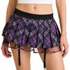 Pleated Plaid Miniskirt with Garters for Women S-XXL: Schoolgirl Cosplay Design with Tulle Lining & Elastic Waistband for Club Dance