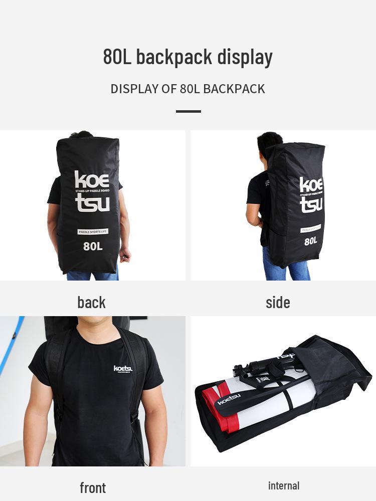 KOETSU 125L Paddleboard Backpack: Large Capacity Inflatable SUP Carry Bag with Double Shoulder Straps