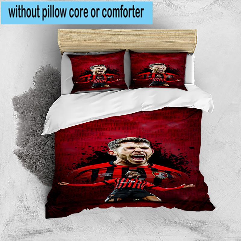 Set Biancheria da Letto Stampato con Stemma AFC Bournemouth 3 Pezzi Copripiumino Chiusura Include 1 Copripiumino e 2 Federe Set Biancheria da Letto Decorazioni per la Casa Regali