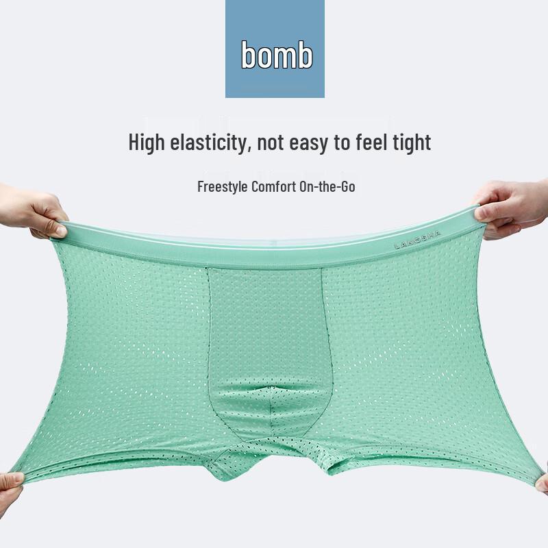 Langsha Men's Plus Size Ice Silk Mesh Boxer Briefs