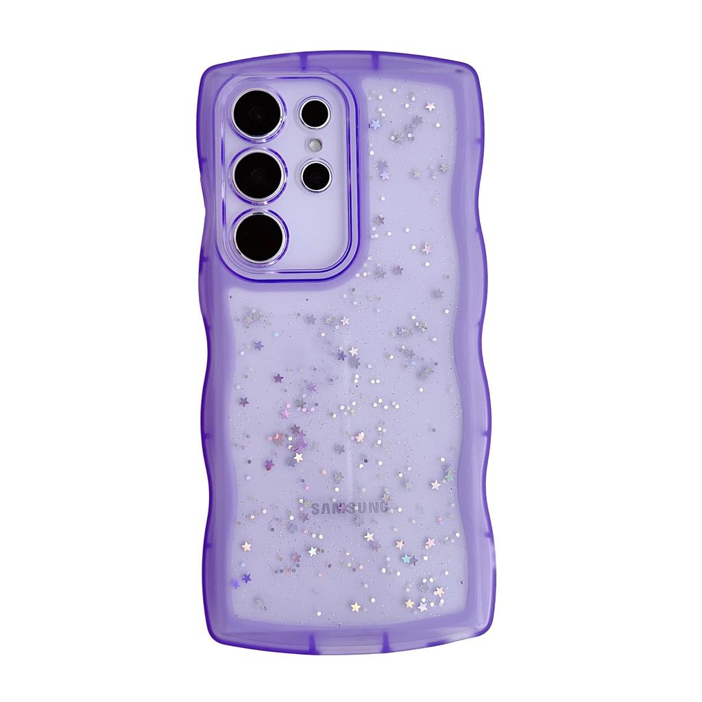 Suitable for Samsung S25 Ultra Mobile Phone Case A55 Drop Glitter Powder S24FE Wavy Pattern A35 Protective Case