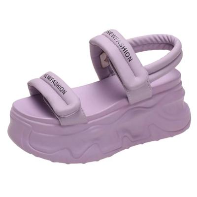 Modne Damskie Sandały na Platformie NOWE Letnie Projektanci Płaskie Obcasy Grube Buty 8CM Rzep Klapki Plażowe Damskie Gladiator Sportowe Sandały