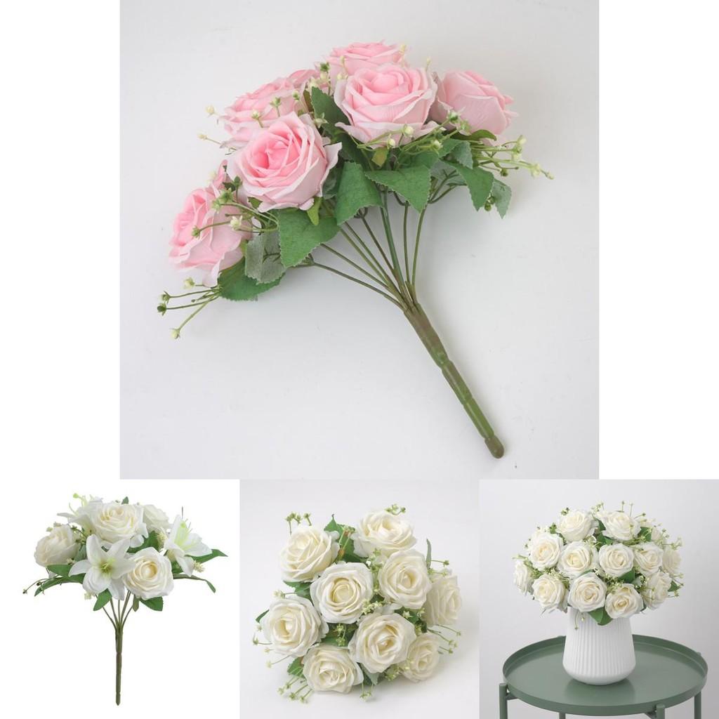 Rose Flower Bouquet Artificial Silk Wedding Decor Gift For Bridesmaids