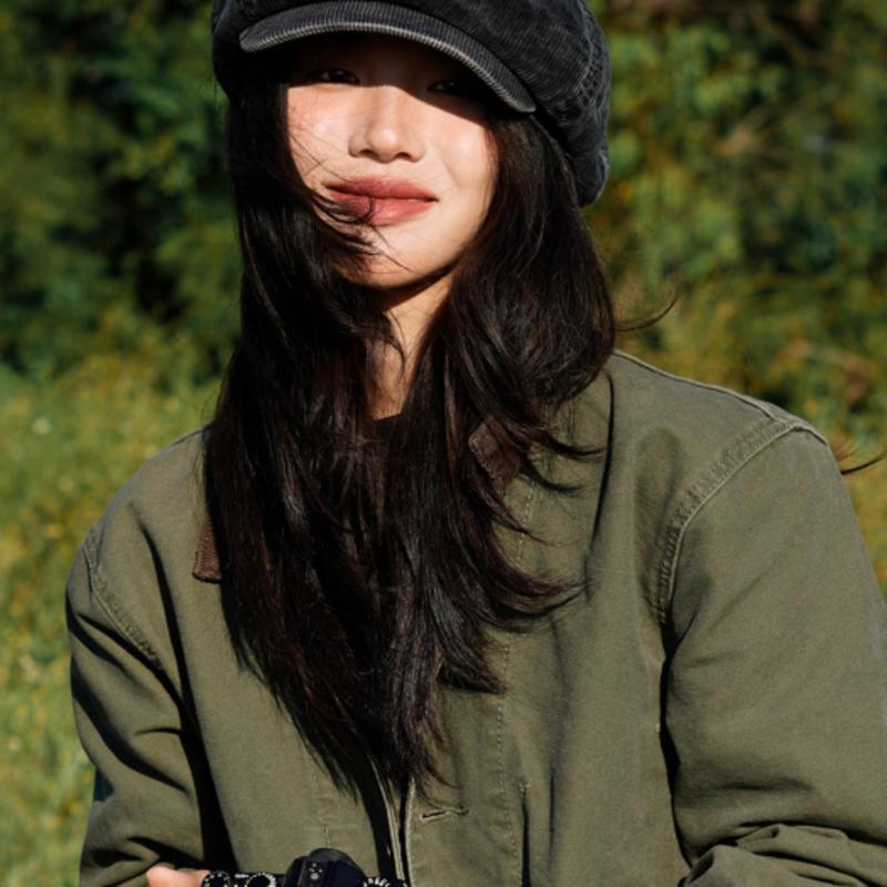 LOOKING4U CARA PARK Cord Newsboy-Mütze C3 Schwarz