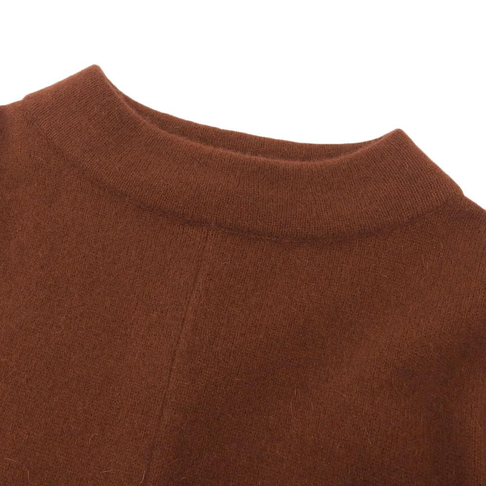 DES PRES DES PRÉS Wool Blue Fox Build Neck Pullover Top Women's Brown S Tops S BrownUsed