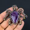 Turtle Shaped Amethyst Gemstone Copper Wire Wrap Handmade Pendant Jewelry Gift For Love