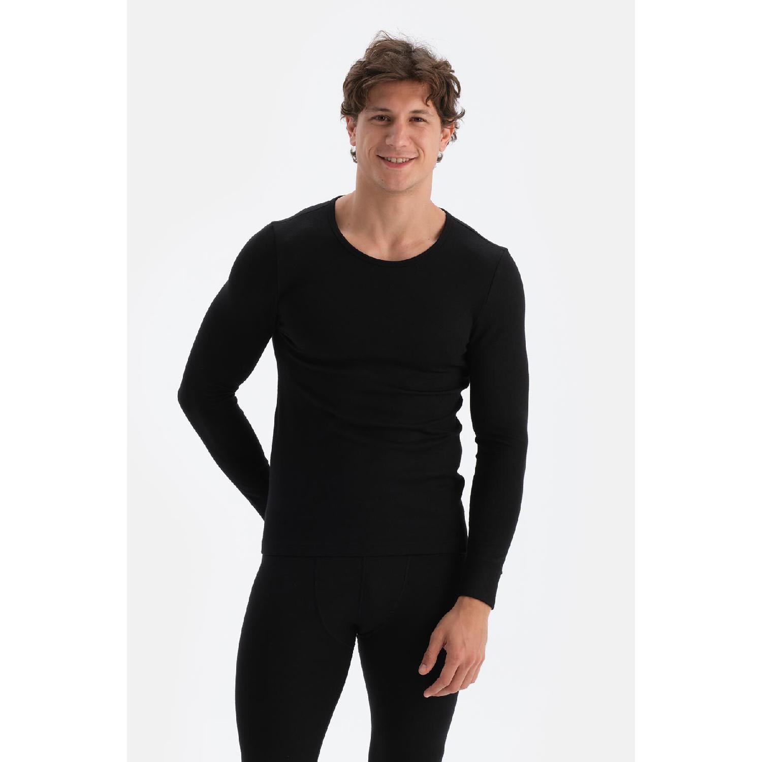 

Black Crew Neck Long Sleeve Men s Top Thermal Underwear S экрю