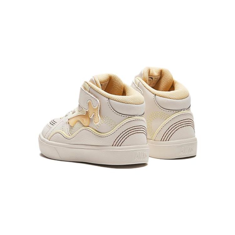 Anta Kids Velcro Shock Absorbing Wear Resistant Mid Top Walking Shoes Baby Shoes Beige A312340021-1