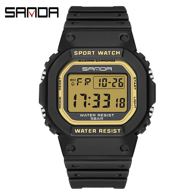 Sanda Square Single Display Movement Electronic Watch Multi-Function Luminous Waterproof Outdoor Sports Student Watch