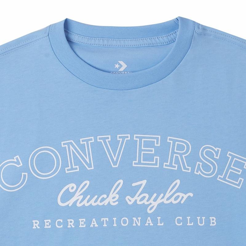 Converse T Shirts Women's Blue Crew Neck Moderate Straight Fit 10026157-A02