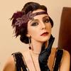 1920s Maškarní Černá Pírková Čelenka Dámská Západní Gatsby Párty Čelenka Sada Vintage Elegantní Nezbytnost