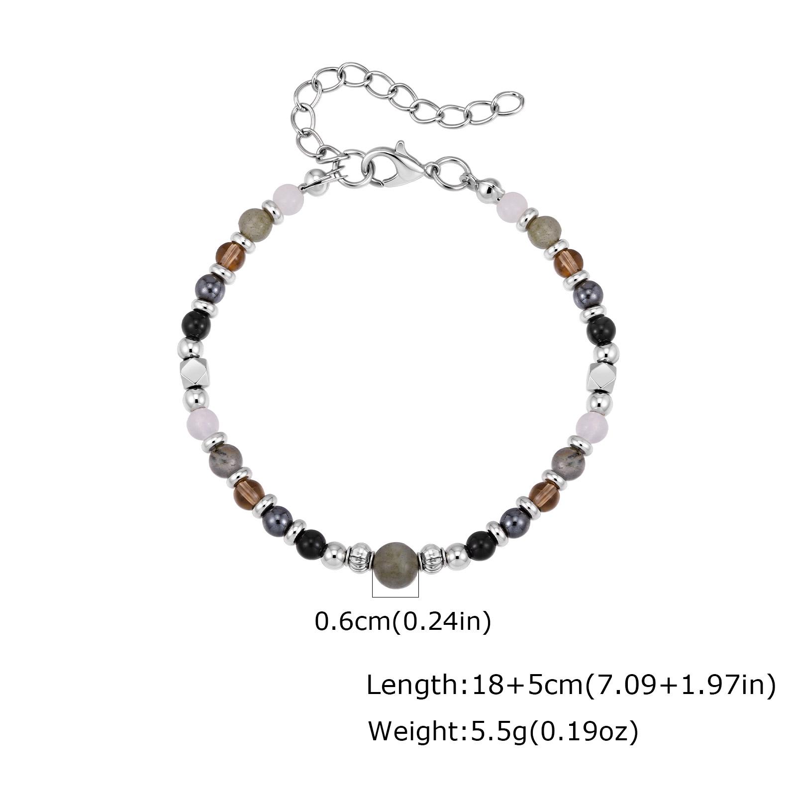 

Vnox Beaded Elastic Bracelet for Men Women, Alloy Imitation Natural Stone Adjustable 18-23cm Bracelets, Hand Chain Jewelry Gifts