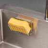 Stainless Steel Suction Cup Sponge Holder Durable Rustproof Drain Caddy Kitchen Sink Organizer for Daily Kitchen Cleaning Tool Storage
