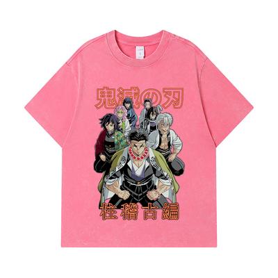 275 GSM Washed T-shirts 100% Cotton Demon Slayer V22 Hashiras Print Unisex Heavy Cotton T Shirt