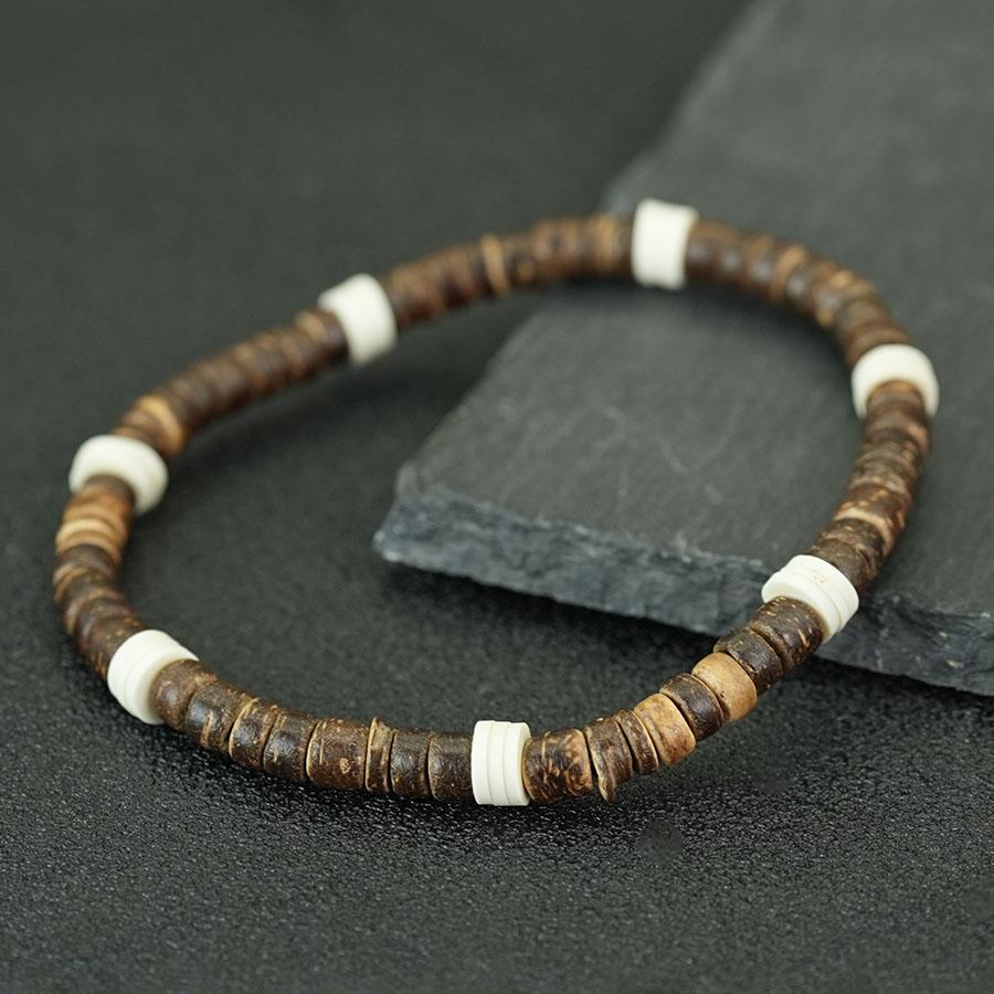 Noter New Natural Coconut Beads Wooden Bracelet Unisex Poly Clay Strand Braslet Beach Surfing Jewelry Lightweight Comfortable